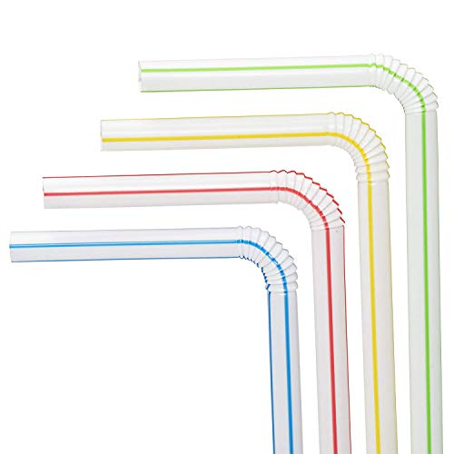 Julio Miracle 100 pajitas de plástico Desechables Flexibles para Fiestas, Bares, Tiendas de Bebidas, pajitas para el hogar para niños y Adultos
