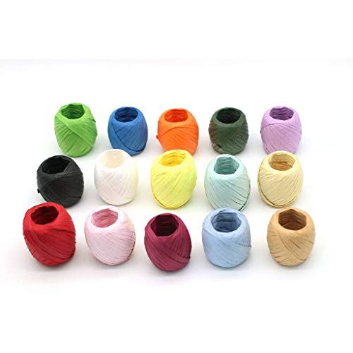 JUNICON - 15 Cuerdas de Papel de Rafia de Navidad para Festivales, Navidad, día de San Valentín, Manualidades, Papel de Regalo y decoración, Rollo de 20 m