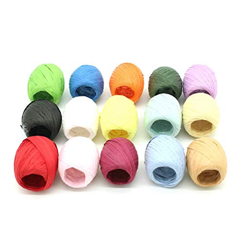 JUNICON - 15 Cuerdas de Papel de Rafia de Navidad para Festivales, Navidad, día de San Valentín, Manualidades, Papel de Regalo y decoración, Rollo de 20 m