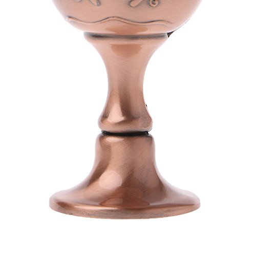 Junlinto, Copa de Vino Hecha a Mano Vintage Copa de Cobre Grabado patrón de Flor pequeño Licor cáliz Rojo