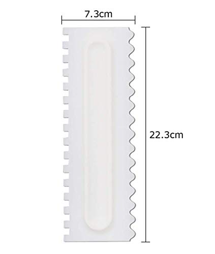 JUNSHUO 4 Piezas Raspador para Tartas, Espátulas/Peine de Plástico para Decoración de Pasteles Crema, 8 Diseño Texturas, Crema Suave Pastel Bordes Corta Cortador, Tartas Hornear Herramienta
