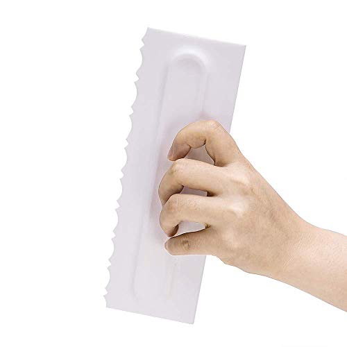 JUNSHUO 4 Piezas Raspador para Tartas, Espátulas/Peine de Plástico para Decoración de Pasteles Crema, 8 Diseño Texturas, Crema Suave Pastel Bordes Corta Cortador, Tartas Hornear Herramienta