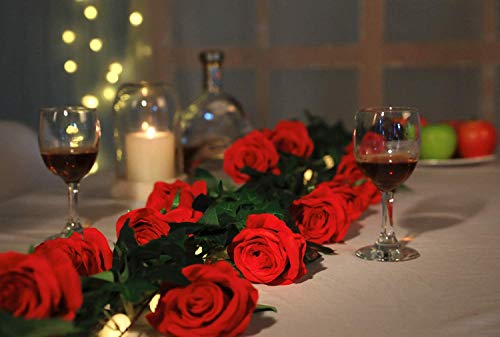 JUSTOYOU - Ramo de rosas artificiales de seda (10 unidades) Rojo