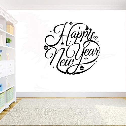 JXFFF Adhesivos de Pared de Vinilo de Feliz Año Nuevo Personalizados Ventana de la Sala de Estar calcomanías de Pared extraíbles decoración del hogar calcomanías de PVC 60x57 cm