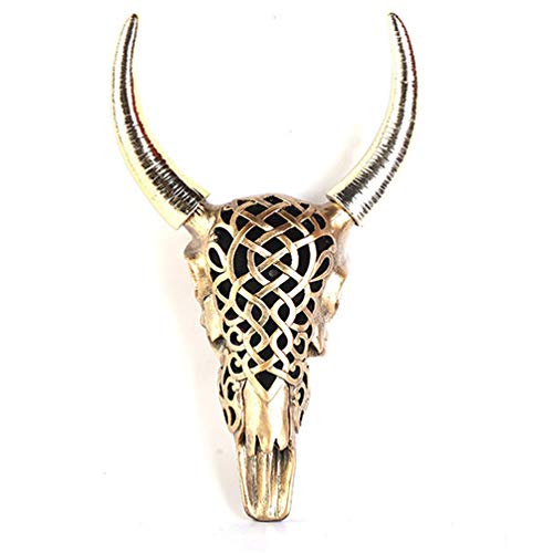 JYJTLHS Cabeza De Toro Cráneo Montado En La Pared, Resina Decoración Animal Figurilla, Caza Calaveras Colgantes Esculturas Colgante, Escultura De Pared De Cráneo