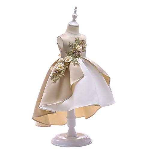 K-youth Vestidos de Fiesta para Niñas Elegantes Vestido Niña Vestido de Flores Sin Mangas Tutú Princesa Vestido Bebé Niña Ropa Niña Vestido Bebe Niña Bautizo Boda Ceremonia(Caqui, 1-2 años)