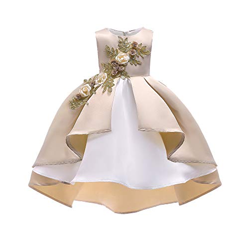 K-youth Vestidos de Fiesta para Niñas Elegantes Vestido Niña Vestido de Flores Sin Mangas Tutú Princesa Vestido Bebé Niña Ropa Niña Vestido Bebe Niña Bautizo Boda Ceremonia(Caqui, 1-2 años)