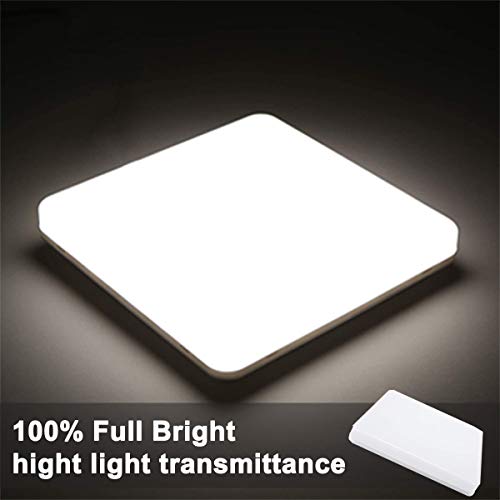 Kambo LED Lámpara de Techo Moderna Plafon Techo Led 48W Cuadrada Blanca Moderno 4320LM Blanco Frío 6500K Impermeable IP44 Para Baño Cocina Sala de Estar Dormitorio Pasillo Habitacion Comedor Balcón