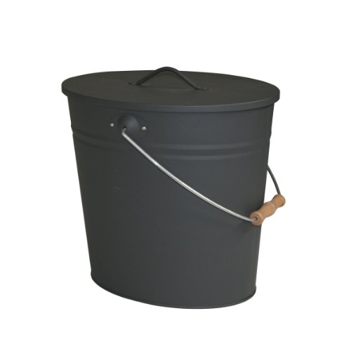 Kamino-Flam 333251, Cubo para cenizas, diseño oval, 15 L, 34x30x24 cm, color gris antracita