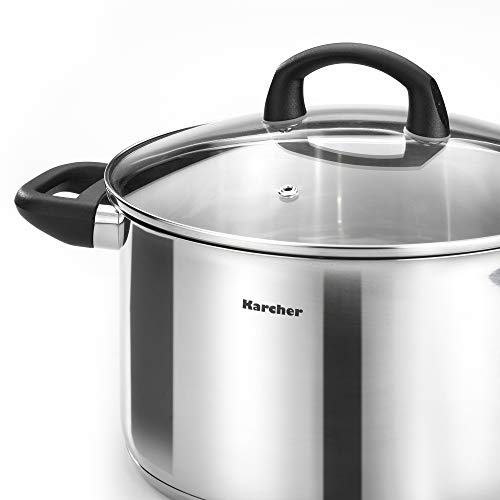 Karcher 125457 Batería de Cocina MIA, Incl. Tapa de Cristal, Apta para inducción, 5 Piezas, Acero Inoxidable