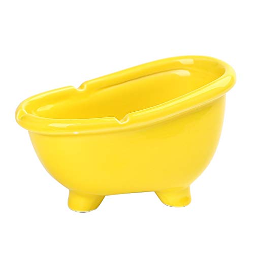 Kashincj Tina de baño clásico Color Amarillo cenicero de cerámica cenicero de cerámica del Inodoro de Forma Creativa