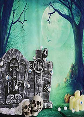 Kate Hallween telón de fondo para fotografía verde noche de luna Photocall Bakcground para niños Halloween Studio fotos 5 x 7ft (1.5 x 2.2 m)