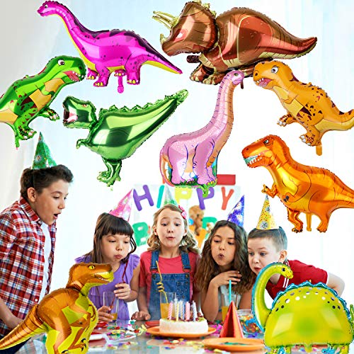 KATELOU Dinosaurio Globo de Helio, 9 Piezas Gigante Globos para Mundo jurásico Fiesta Birthday de niños, Animales Globo de Decoración, Foil Dinosaur Balloon Birthday Party Supplies Reutilizables