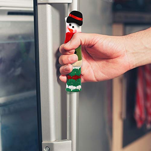 KATOOM Manija de la Puerta del Refrigerador 4pcs Cocina Guantes Nevera Navidad Lindo Muñeco de Nieve Protectores Decoración para Cocina Horno de Microondas Protector de la Puerta Cubierta de Polvo
