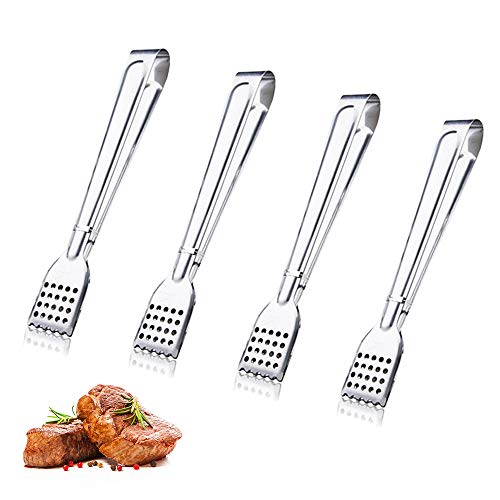 Keleily Pinzas Cocina 6 Piezas Pinzas Barbacoa Acero Inoxidable Pinzas para Ensalada Pinzas para Servir Verduras, Pan Tostado, Pastelería, Sándwich, Barbacoa, Hielo,Medio, 21,8 cm, Diseño Circular