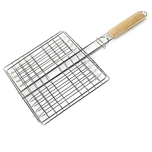 Kelisidunaec - Cesta para parrillas de barbacoa portátil, rejilla de alambre plegable con mango para pescado, verduras, carne de jardín barbacoa herramienta de cocina