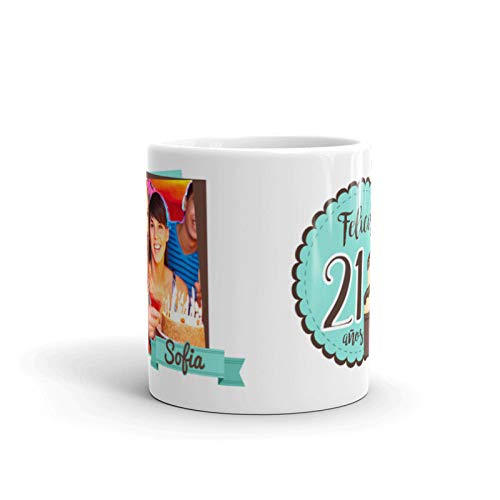 Kembilove Taza de Café Cumpleaños – Taza de Desayuno con Foto Personalizada Cumpleaños – Taza de Café y Té para Amigos – Taza de Cerámica Impresa – Tazas de de 350 ml Amigos