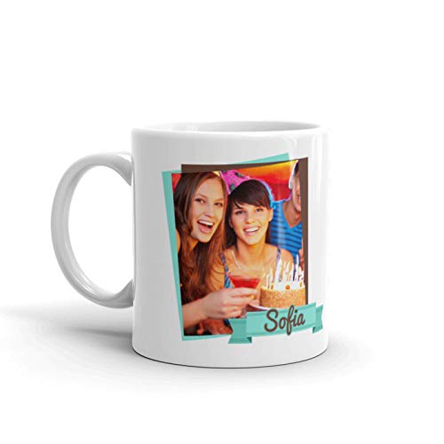 Kembilove Taza de Café Cumpleaños – Taza de Desayuno con Foto Personalizada Cumpleaños – Taza de Café y Té para Amigos – Taza de Cerámica Impresa – Tazas de de 350 ml Amigos