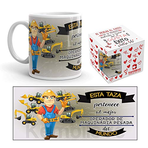 Kembilove Taza de Café del Mejor Operario de Maquinaria Pesada – Taza de Desayuno para la Oficina – Taza de Café y Té para Profesionales – Tazas de Trabajadores Operarios Maquinaria Pesada