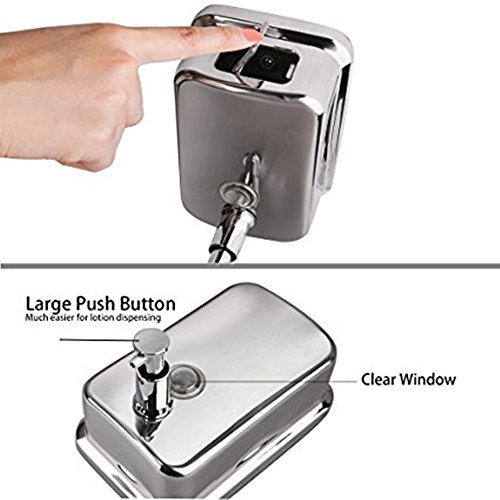 Kemxi 800ml-29oz Serie Classic Dispensador de jabón de Montaje en Pared Manual de Acero Inoxidable montado en la Superficie para el baño Cocina Marketplace Hotel Restaurant (800ml-29oZ)