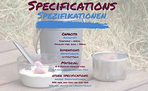 Kengis - Termo para alimentos de acero inoxidable austriaco, 1 litro de capacidad para bebés, cereales o cereales para llevar, fiambrera térmica, termo para mantener caliente, recipiente para comida