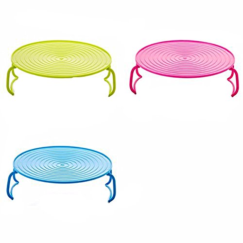 Kentop 1PCS Microondas Horno Bandeja Plegable Accesorio de Cocina Rack para Cocinar al Vapor（Color al azar）