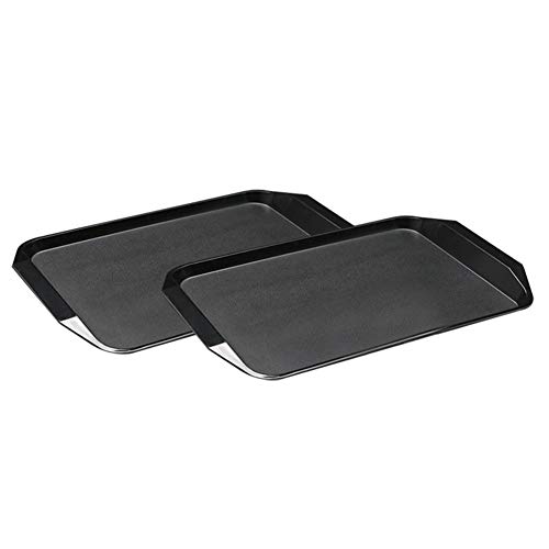 Kentop - Juego de 2 bandejas de plástico para Servir, para Hotel, Restaurante o casa, Negro, 43×30×3cm