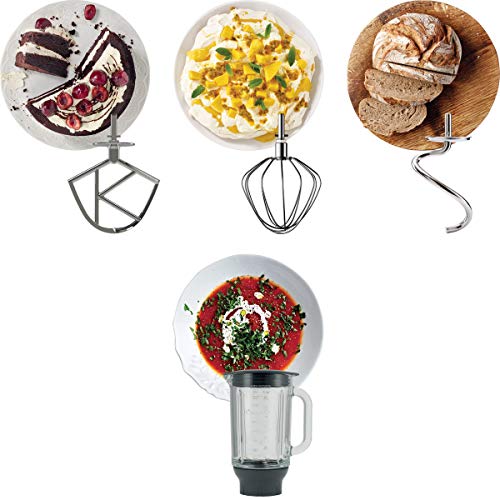 Kenwood Chef Elite KVC5320S Robot de cocina, accesorios de acero inoxidable, indicador de velocidades, 1200 W, 4.6 litros, Plata