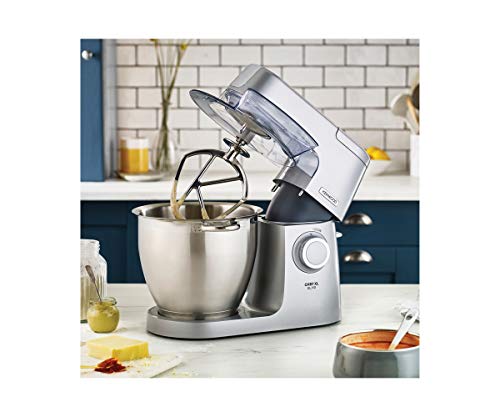Kenwood KVL6370S - Amasadora planetaria Chef Elite con batidora y picadora de carne, 1400 W, 6,7 litros, acero, color plateado