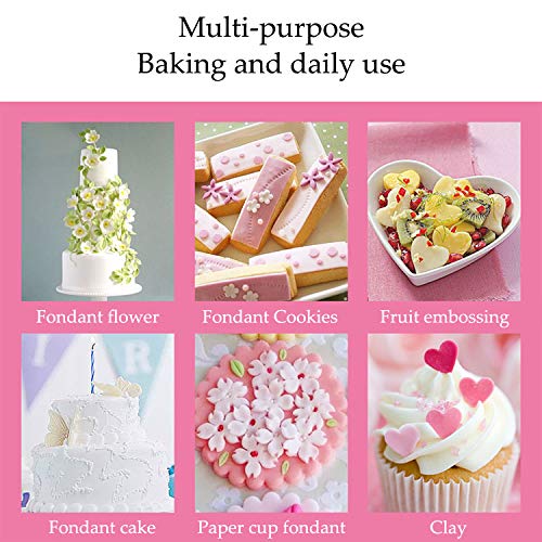 KEPEAK Nuevas Hornear de Molde, 33pcs Cortadores de Embolo de Fondant, DIY Decoración de Pasteles de Galletas, Flor/Corazón/Mariposa/Estrella Herramientas para Dar Forma a Chocolate
