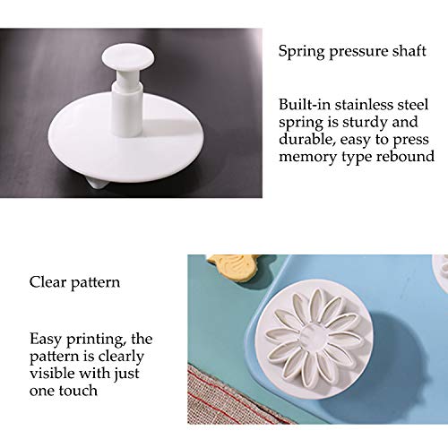 KEPEAK Nuevas Hornear de Molde, 33pcs Cortadores de Embolo de Fondant, DIY Decoración de Pasteles de Galletas, Flor/Corazón/Mariposa/Estrella Herramientas para Dar Forma a Chocolate