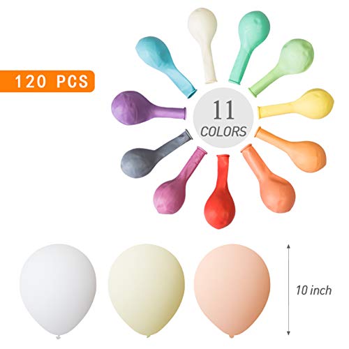 Kesote 120 Globos Látex Pastel Globos Macaron Pastel Helio para Decoración Cumpleaños Fiestas Boda San Valentín (11 Colores, 10 Pulgadas)