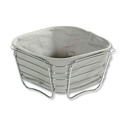 Kesper – Cesta para Pan y Fruta, Cromo, Cromado, Gris, 21.0 x 21.0 x 11.0 cm