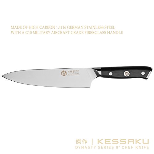 Kessaku - Cuchillo de chef de la serie Dynasty - acero alemán HC - mango completo G10, 20 cm