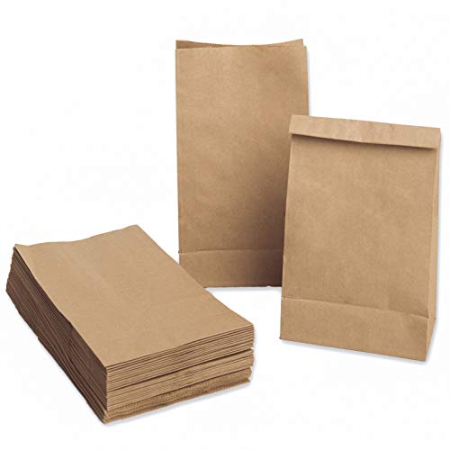 kgpack 100x Bolsas de Papel Kraft DIY con Pegatinas Thank You 9 x 16 x 5 cm | Bolsas de Papel Kraft para niños | Calendario de adviento | Bolsa de Regalo de Fondo Plano | Bolsa de Papel de Alimentos