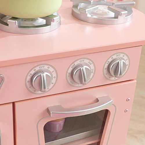 KidKraft 53179 - Cocina de juguete de madera vintage rosa para niños con teléfono incluido para juegos de dramatizaciòn , Color Rosa