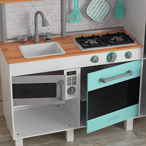 KidKraft-  Gourmet Chef Cocina de juguete de madera con máquina de hielo, Color Gris (53421)