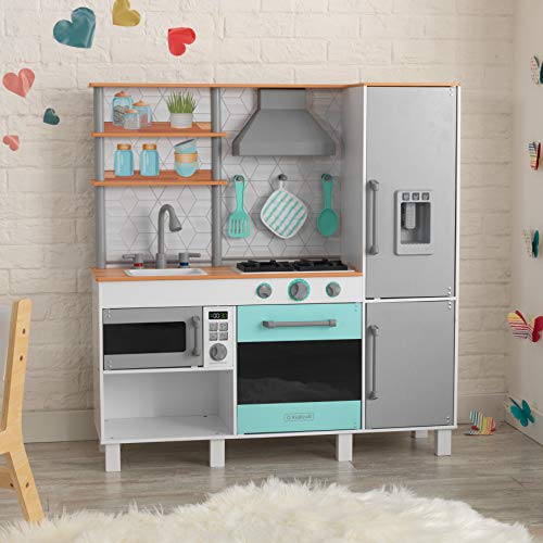 KidKraft-  Gourmet Chef Cocina de juguete de madera con máquina de hielo, Color Gris (53421)