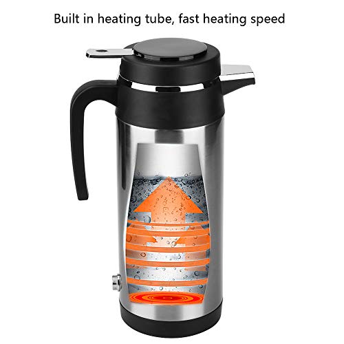 KIMISS 1200ML 12V / 24V Caldera del acero inoxidable del coche Hervidor de agua de eléctrica en el coche - Hervidores de bebida de viaje Taza de café de viaje Botella de agua(24V)
