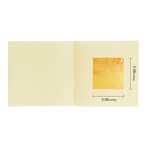 KINNO Pan de Oro Comestible de 24k 30h ojas 2.5x2.5cm para Decoración, Pasteles, Chocolates, Salud y Spa