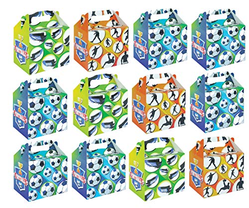KINPARTY ® - CAJITAS de FUTBOL (Pack de 12) para regalos, para cumpleaños, para fiestas de Fútbol, para golosinas, para niñas y niños