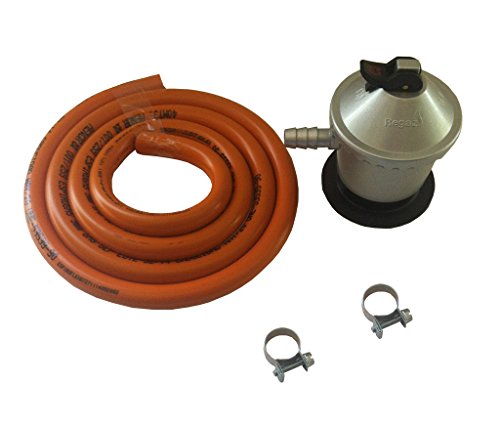 Kit cocina a gas portatil - Incluye regulador de gas, tubo butano de 1.5 metros y dos abrazaderas