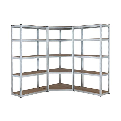 Kit de estantería de esquina de garaje galvanizada resistente, 1 unidad de esquina de 1500 mm x 700 mm x 300 mm