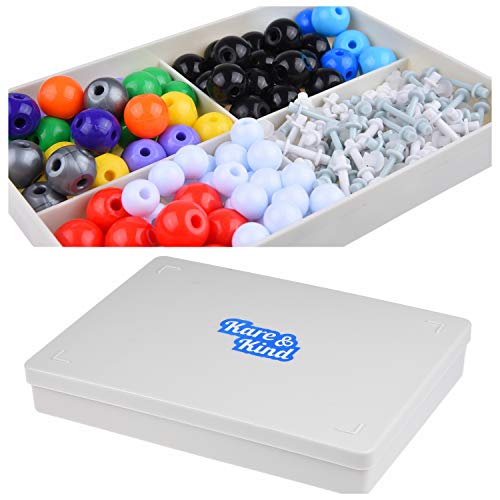 Kit de Química Orgánica de 240 Piezas Kare & Kind Para Profesores y Estudiantes – 86 Átomos, 153 Enlaces, 1 Herramienta Removedora de Enlaces, Manual de Instrucciones, Caja Plástica de ABS