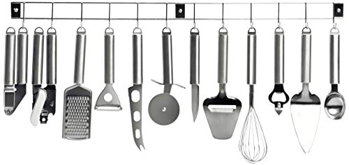 Kitchen Artist MEN110 - Barra organizadora con 12 Utensilios de Cocina (Acero Inoxidable)