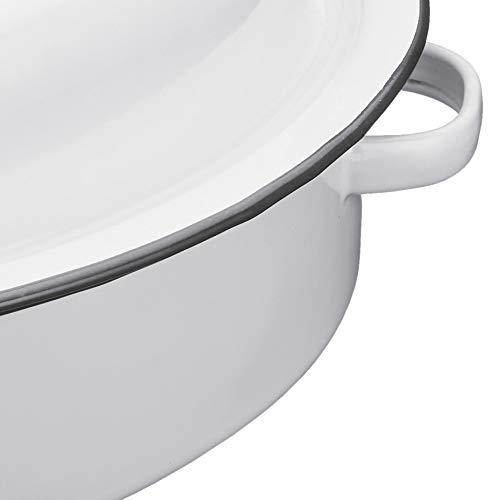 Kitchen Craft 33,5 x 24 x 14,5 cm Living Nostalgia apta para cocinas de inducción esmaltada fuente para horno ovalada con tapa, blanco/gris