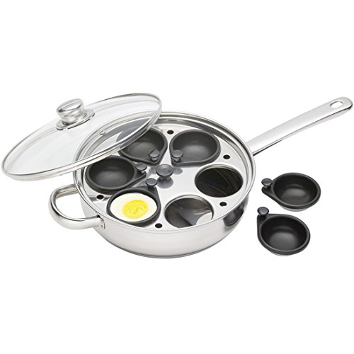Kitchen Craft KCCVPOACH6 Clearview - Cazo de Acero Inoxidable para escalfar Huevos (6 Huecos, 28 cm)
