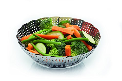 Kitchen Craft KCSTEAM23 - Cesta Plegable para cocción al Vapor en Acero Inoxidable, 23 cm