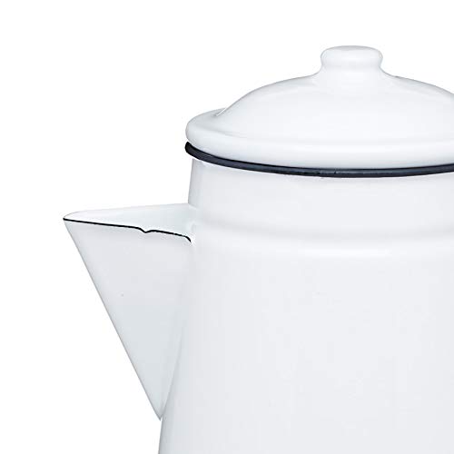 Kitchen Craft Living Nostalgia Jug Cafetera/Jarra/Jarrón de Esmalte, Blanco, 19.5 x 15.5 x 22.5 cm