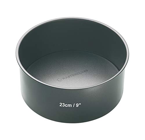 Kitchen Craft Master Class Molde Tarta Redondo con Base Suelta, Acero, Negro, 23 cm